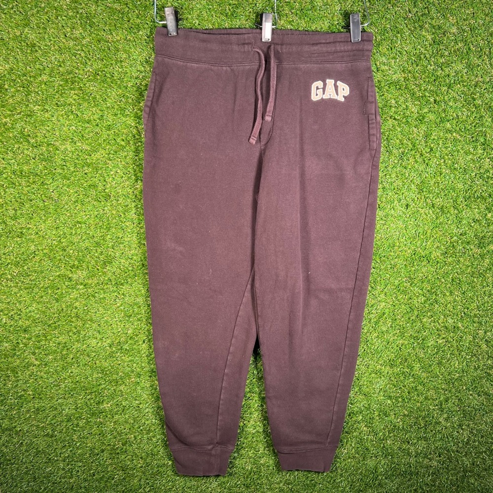 GAP Mens Fleece Joggers Sweatpants Burgundy Logo Medium